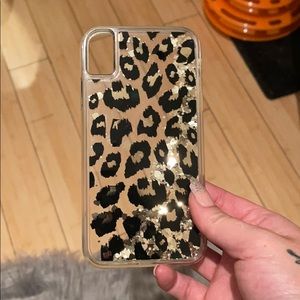 iPhone XR Cheetah Leopard Glitter Waterfall Case